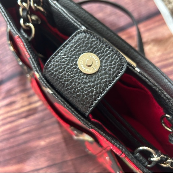 Dana Buchman Black and Red Floral Leather Purse - Picture 5 of 7